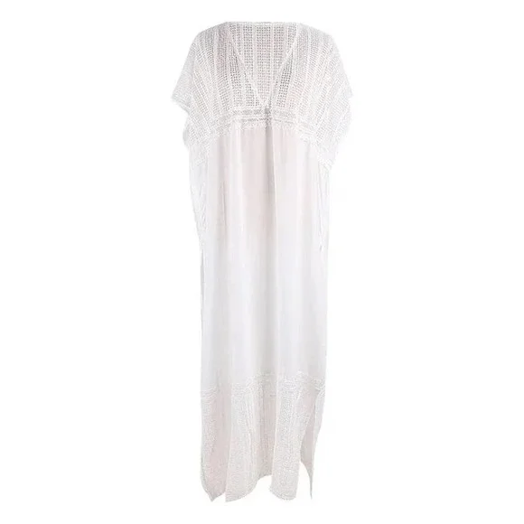 New Bohemian White Caftan Swimsuit Coverup Maxi Dress - Picture 5 of 6